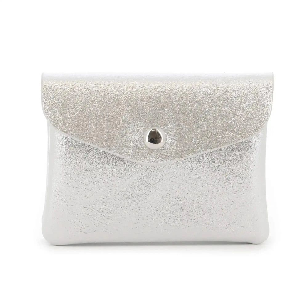 Mini porte-monnaie cartes femme irisé format enveloppe argent