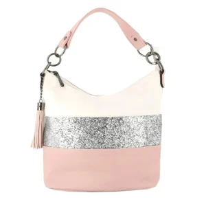 Sac à main bandoulière paillette femme rose
