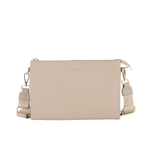 Sac ville femme 3 bandoulières multipoches beige