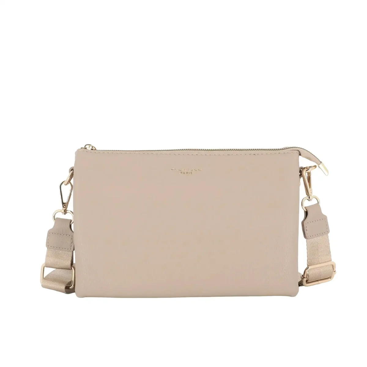 Sac ville femme 3 bandoulières multipoches beige
