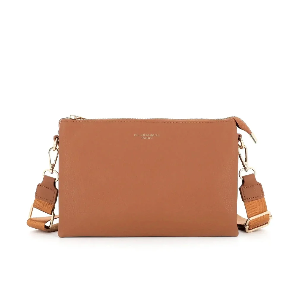 Sac ville femme 3 bandoulières multipoches camel