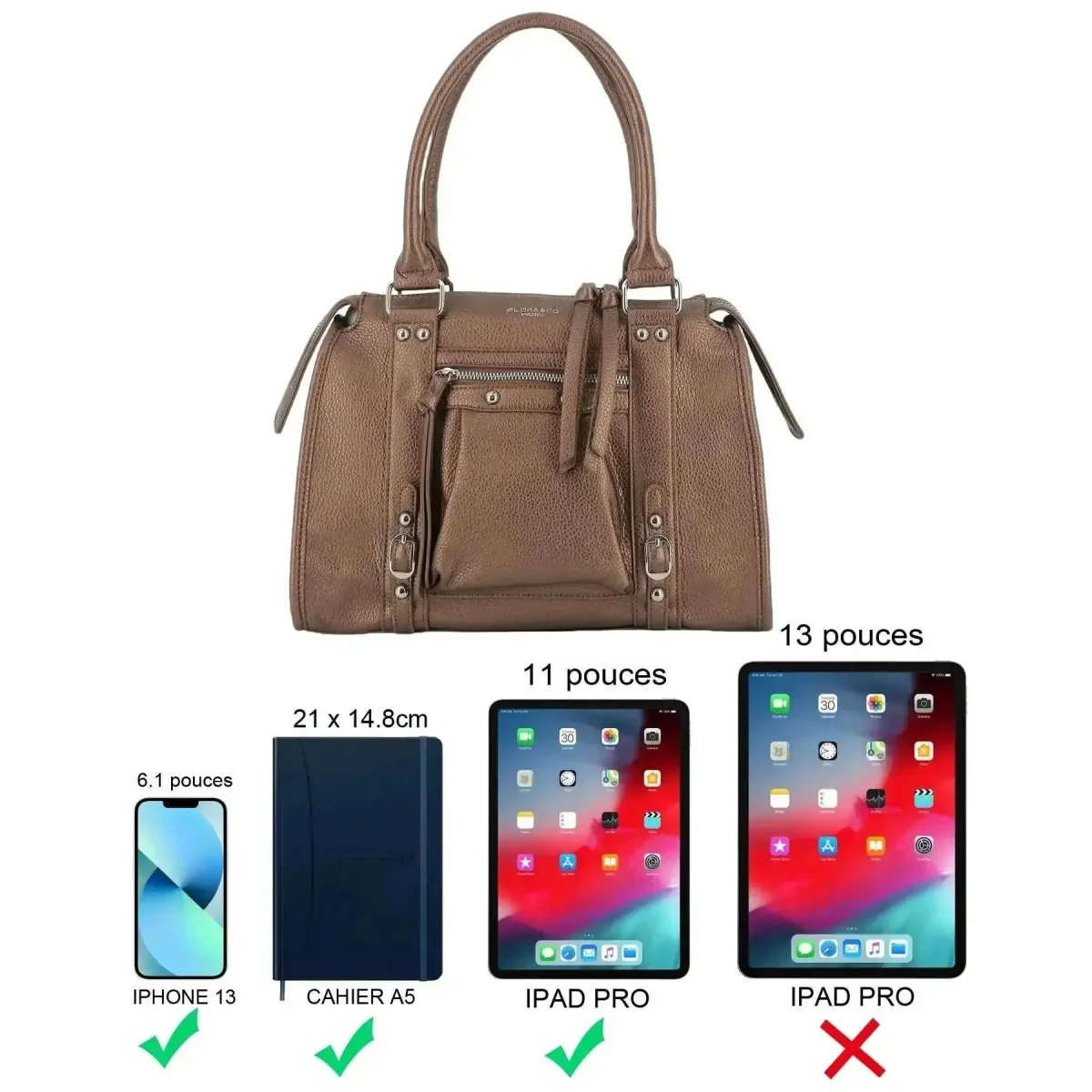 Petit Sac Bowling Marron Métal Grainé – Image 9