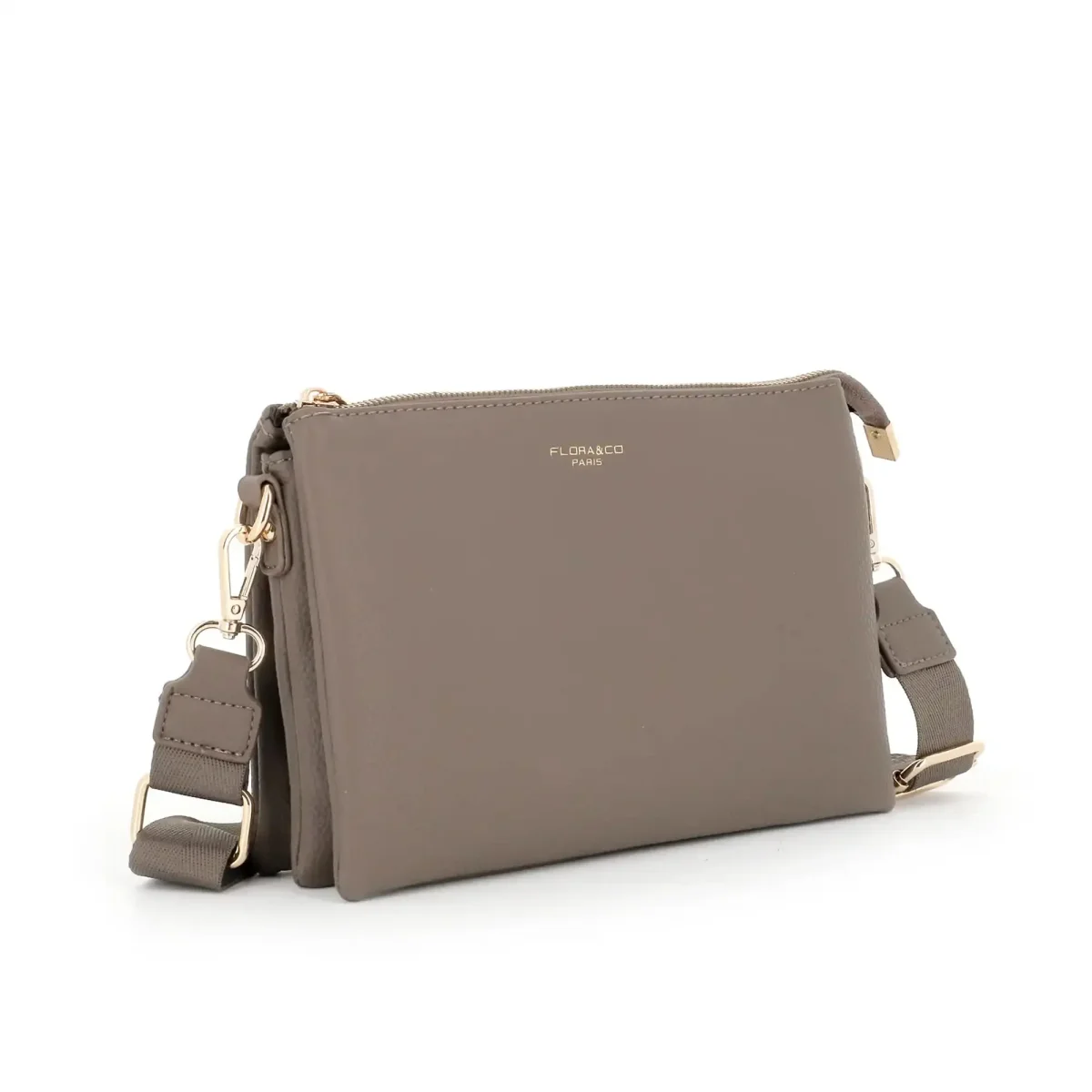 Sac ville femme 3 bandoulières multipoches taupe foncé – Image 5