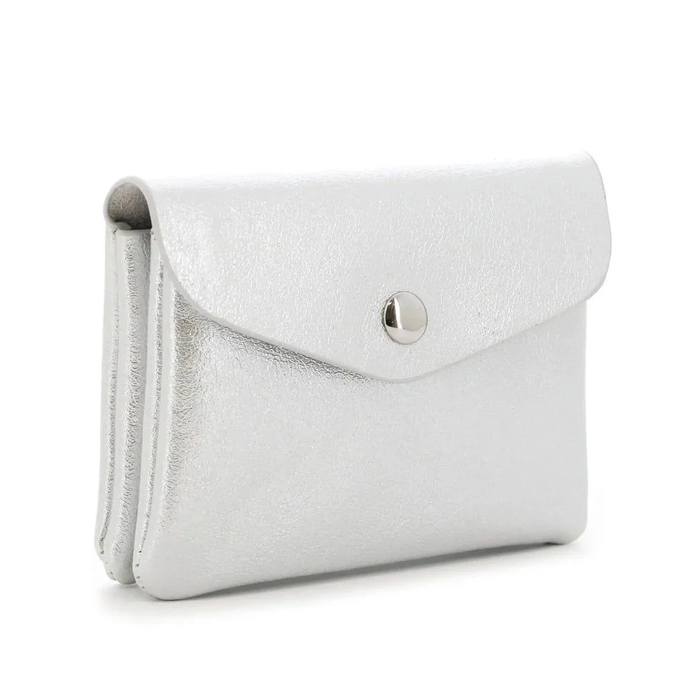 Mini porte-monnaie cartes femme irisé format enveloppe argent – Image 4