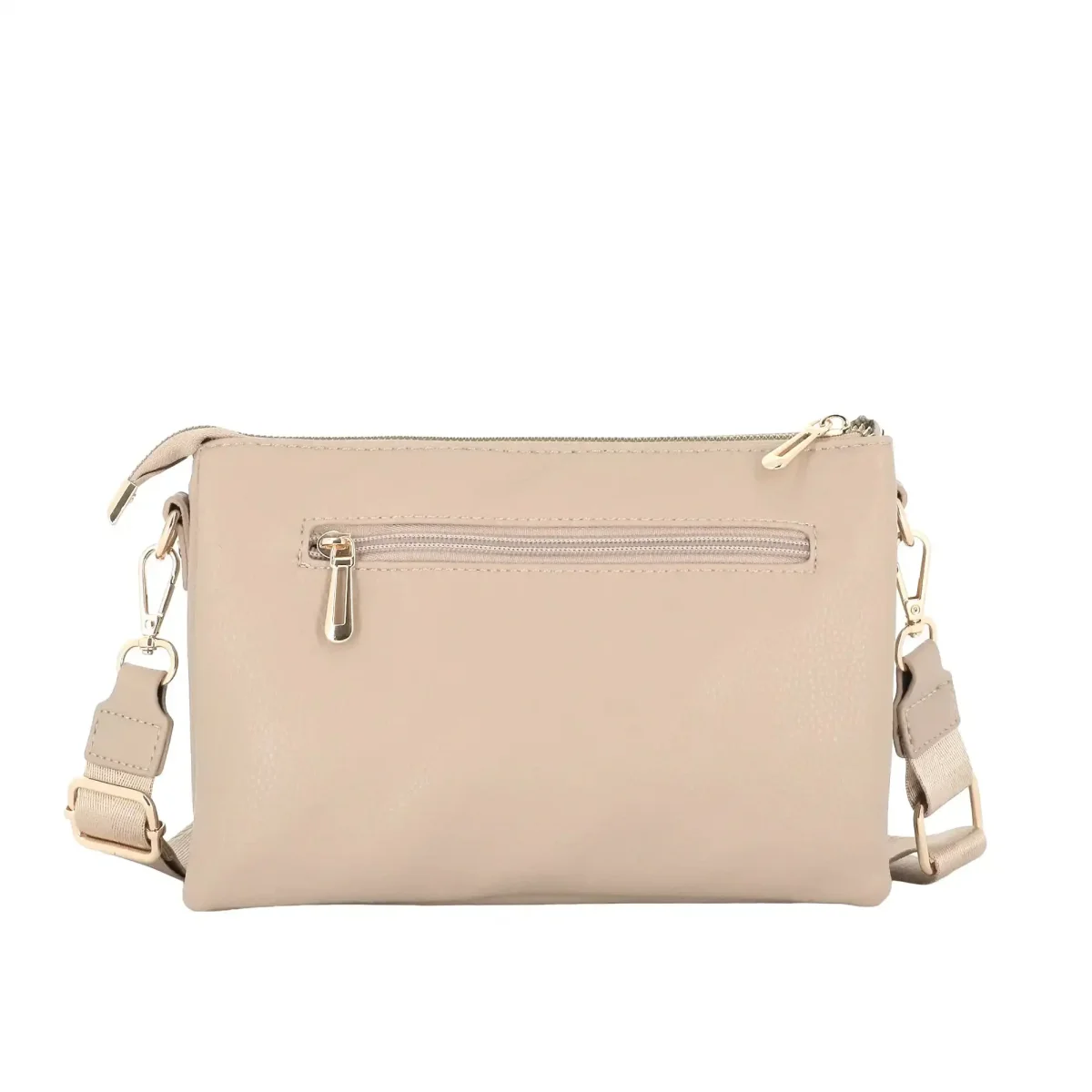 Sac ville femme 3 bandoulières multipoches beige – Image 6