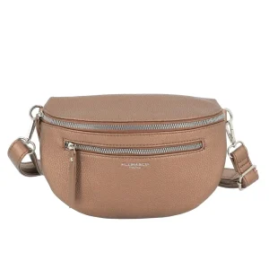 Sac banane bandoulière femme multipoches marron métal