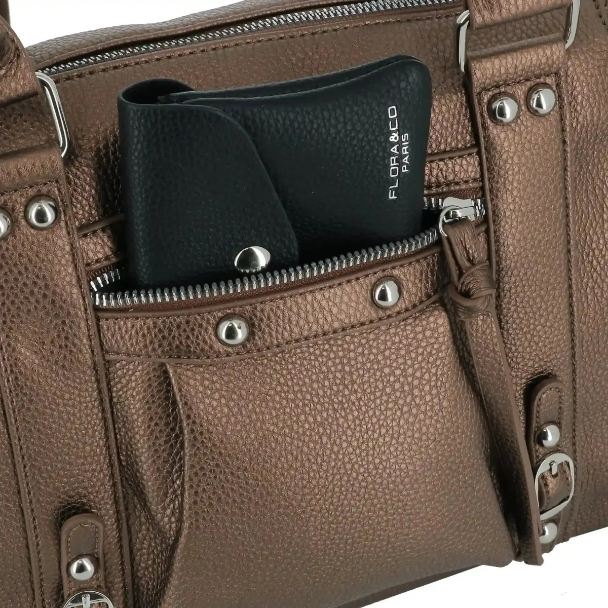 Petit Sac Bowling Marron Métal Grainé – Image 6