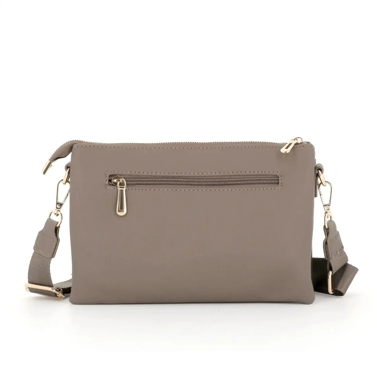 Sac ville femme 3 bandoulières multipoches taupe foncé – Image 6