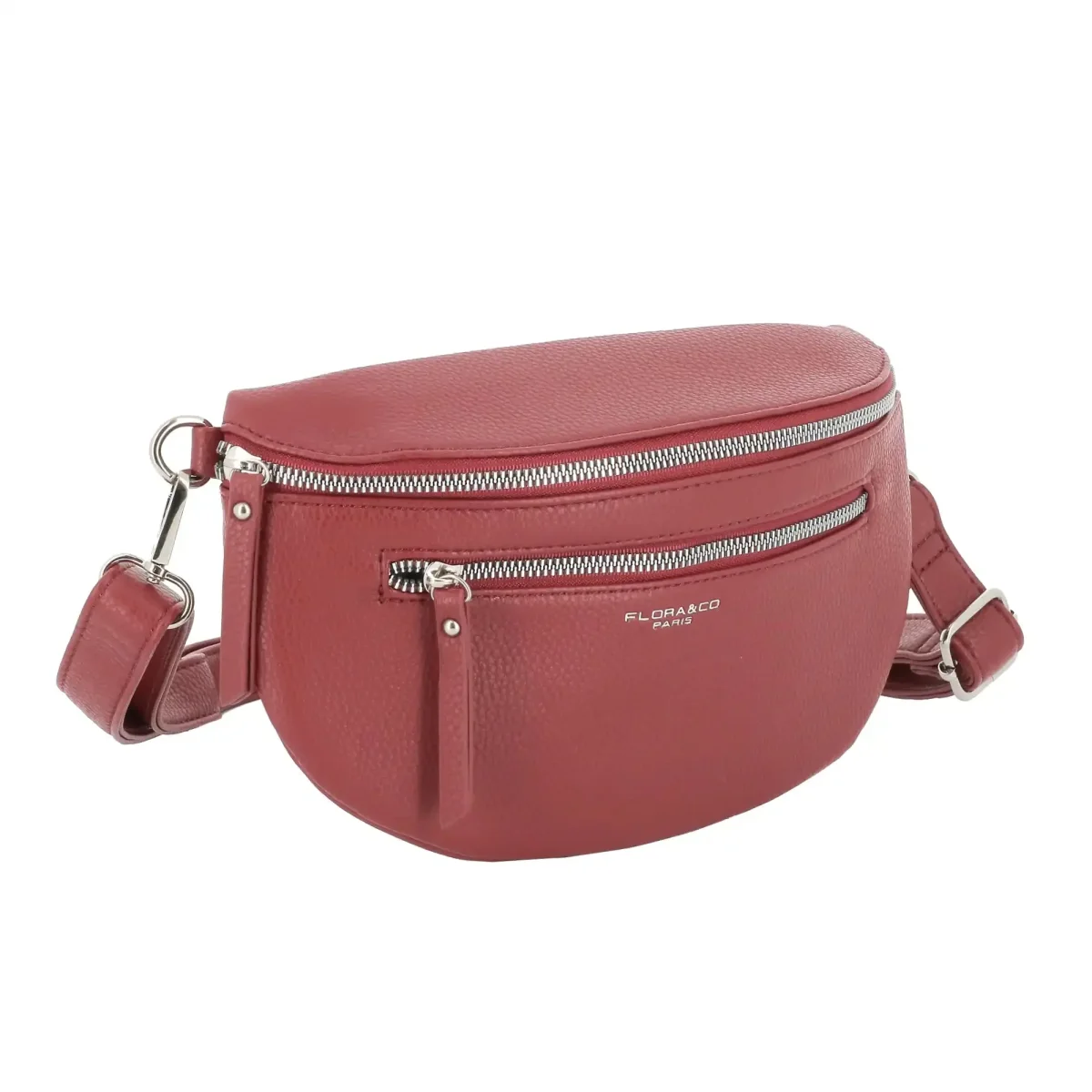 Sac banane bandoulière femme multipoches rouge foncé – Image 4