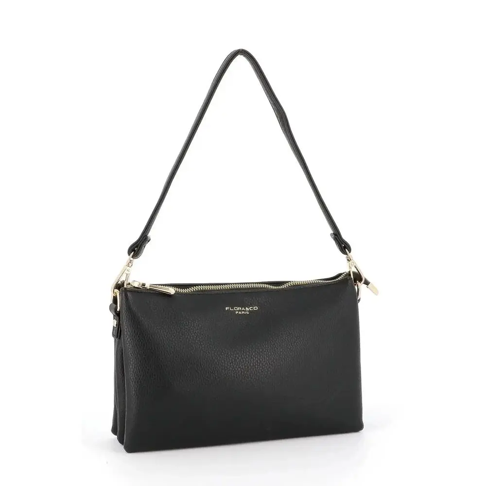 Sac ville femme 3 bandoulières multipoches noir – Image 3