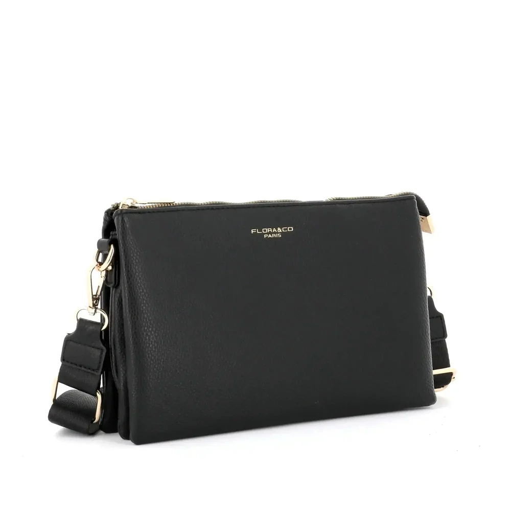 Sac ville femme 3 bandoulières multipoches noir – Image 5