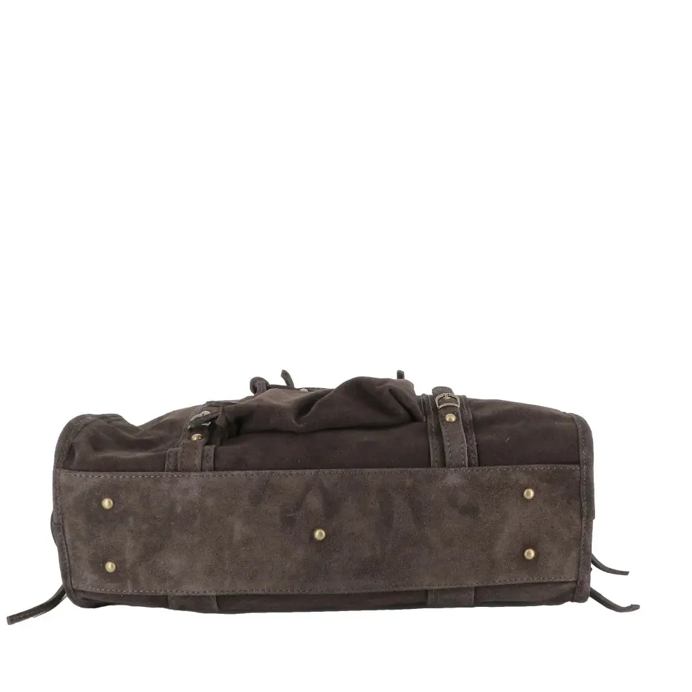 Sac à main bowling en cuir daim chococlat – Image 8