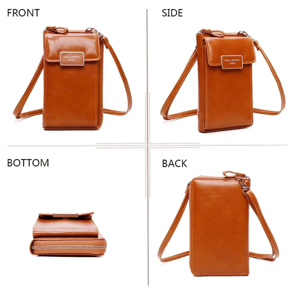 Pochette téléphone plate tout-en-un femme camel – Image 7