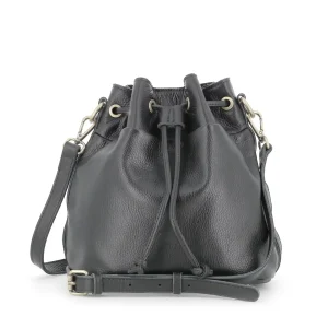 Sac seau à bandoulière femme cuir noir