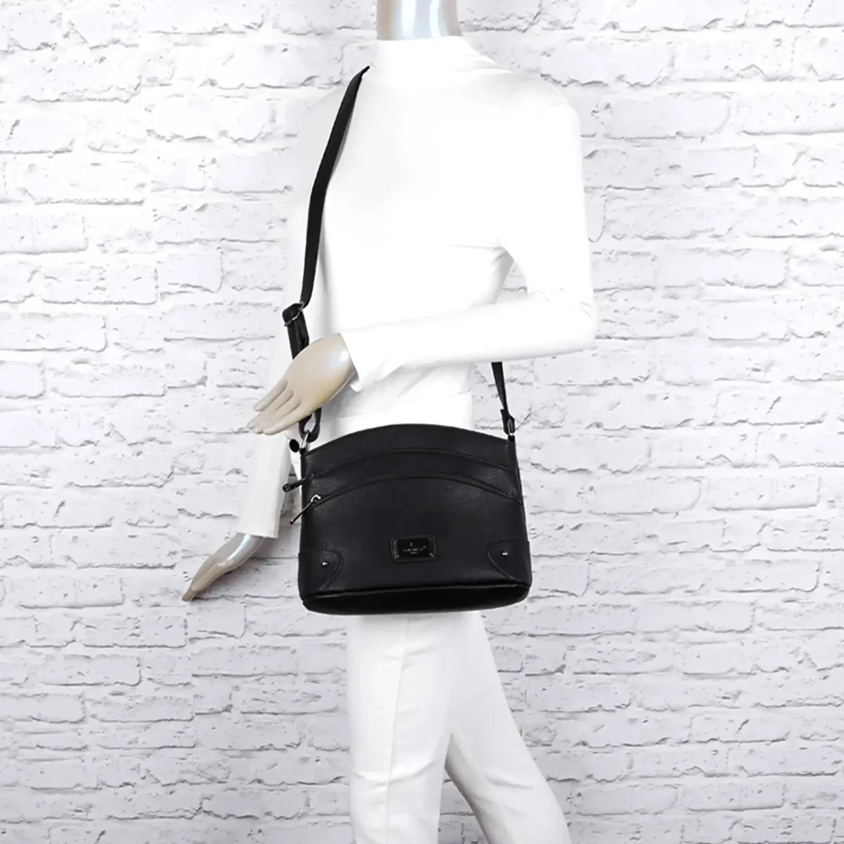 Sac bandoulière femme multicolore grainé Noir – Image 3