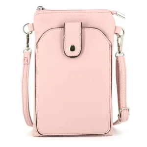 Pochette bandoulière téléphone femme rose
