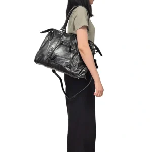 Grand sac à main bowling irisé noir