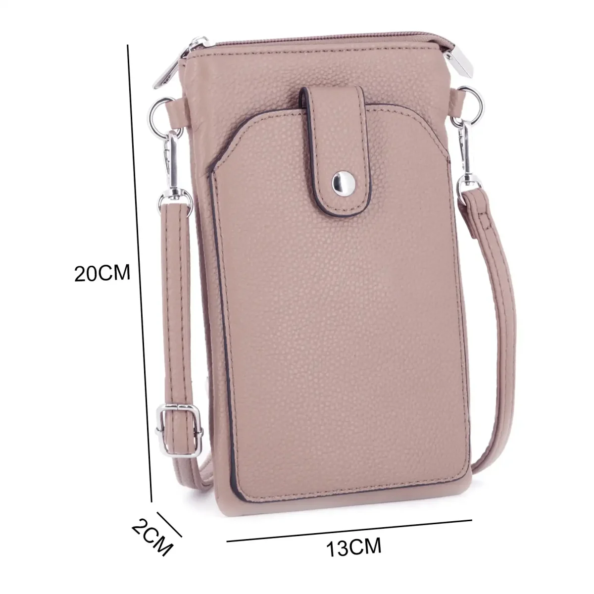 Pochette bandoulière téléphone femme taupe – Image 3