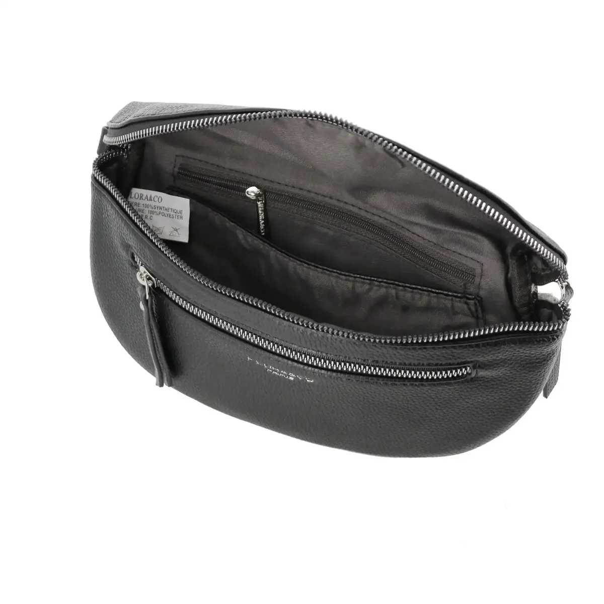 Sac banane bandoulière femme multipoches noir – Image 6