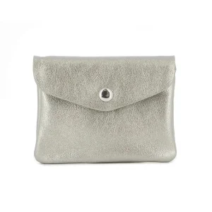 Mini porte-monnaie cartes femme irisé format enveloppe taupe