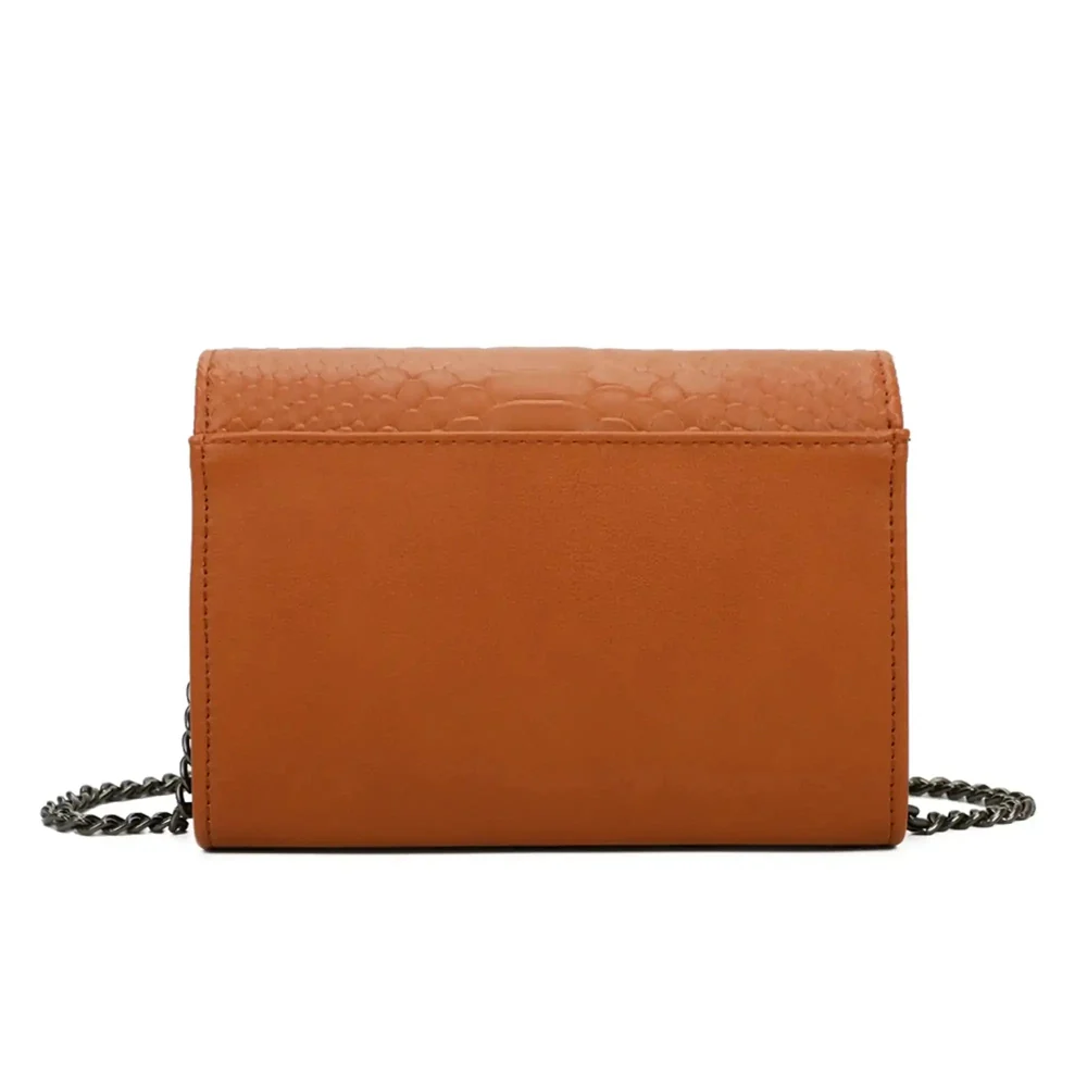 Sac bandoulière femme chaîne python camel – Image 4