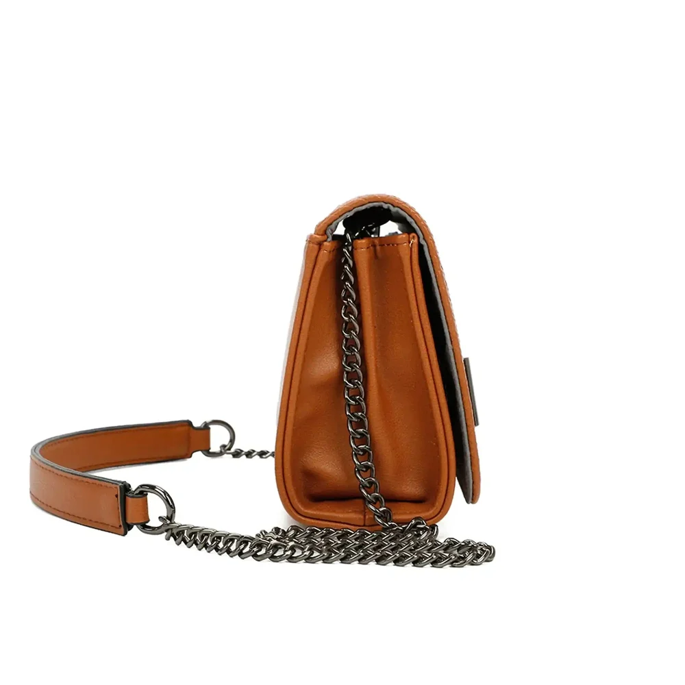 Sac bandoulière femme chaîne python camel – Image 7