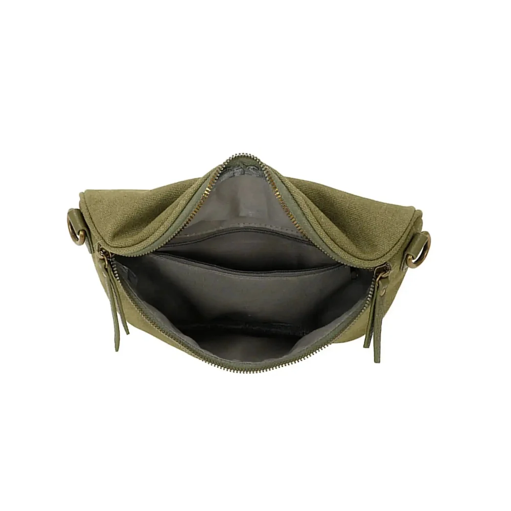 Sac banane femme canvas toile vert – Image 6