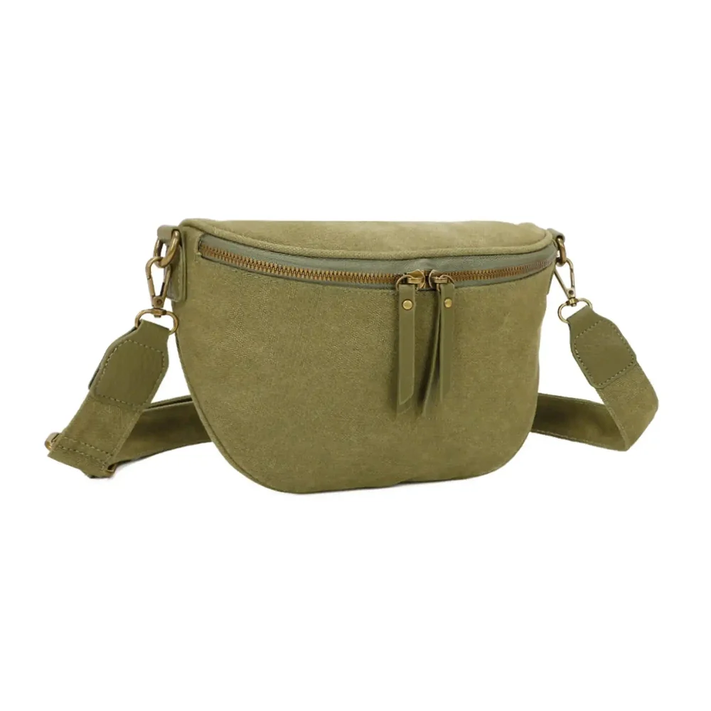 Sac banane femme canvas toile vert – Image 4