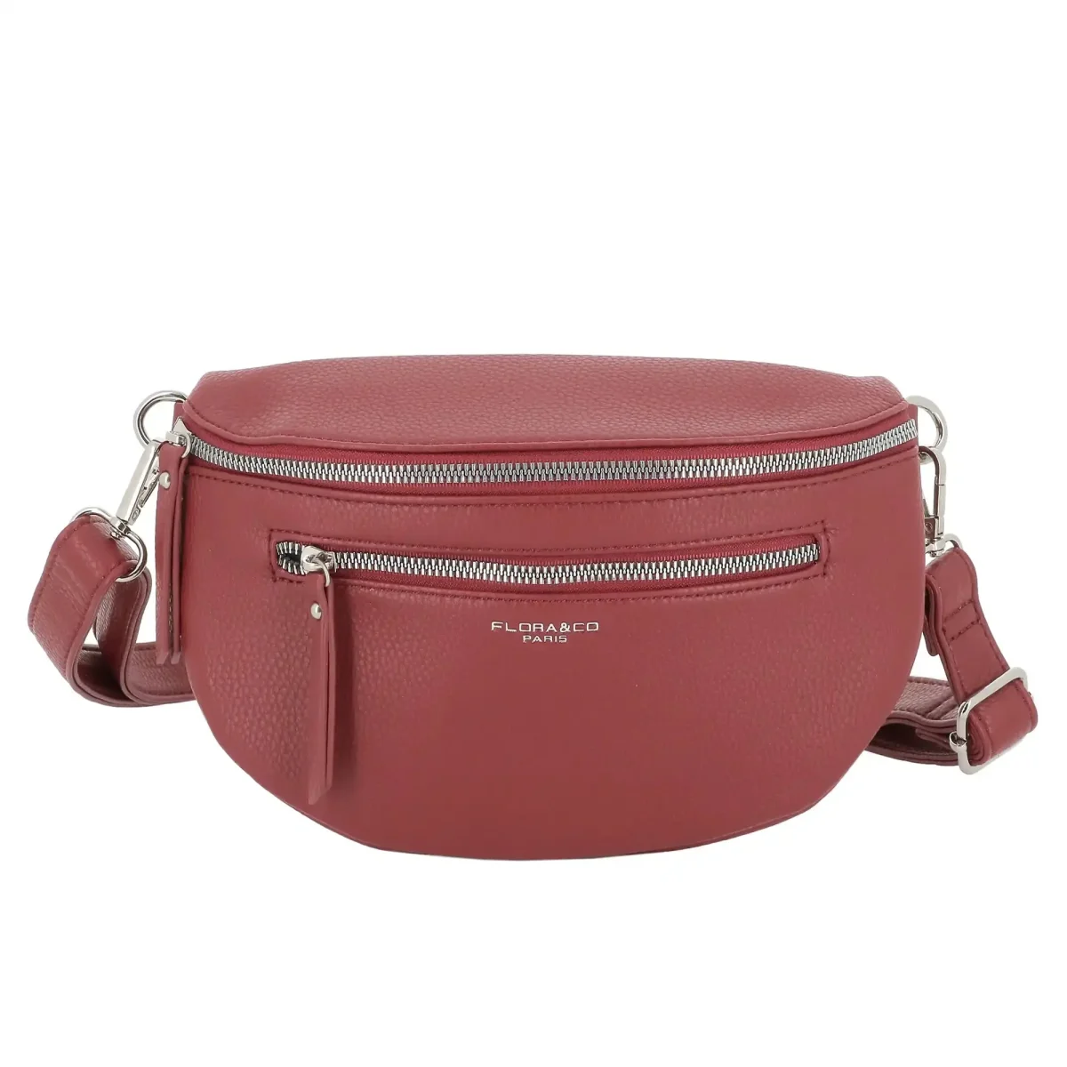 Sac banane bandoulière femme multipoches rouge foncé – Image 2
