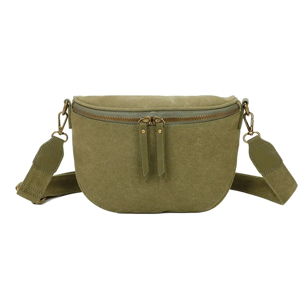 Sac banane femme canvas toile vert – Image 2