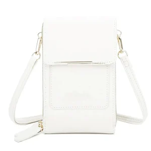 Pochette bandoulière femme smartphone blanc