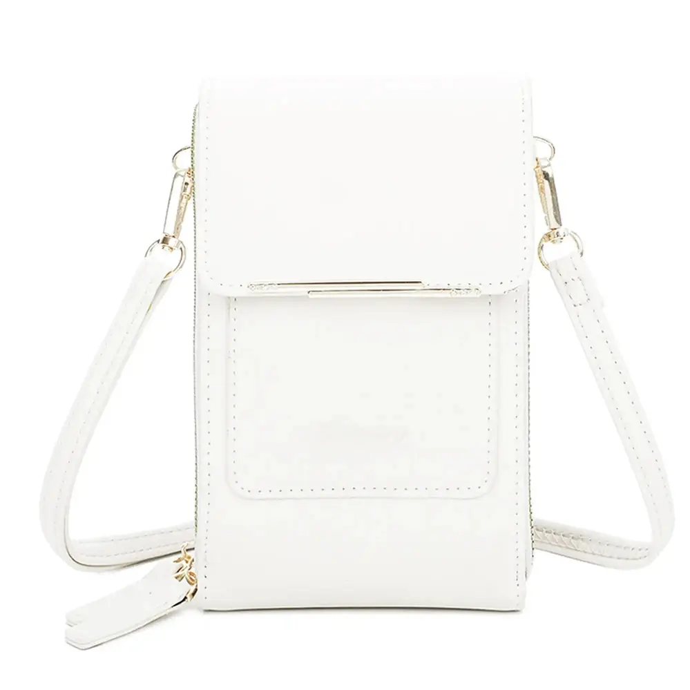 Pochette bandoulière femme smartphone blanc