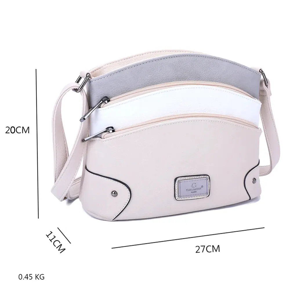 Sac bandoulière femme multicolore grainé Beige Gris – Image 3