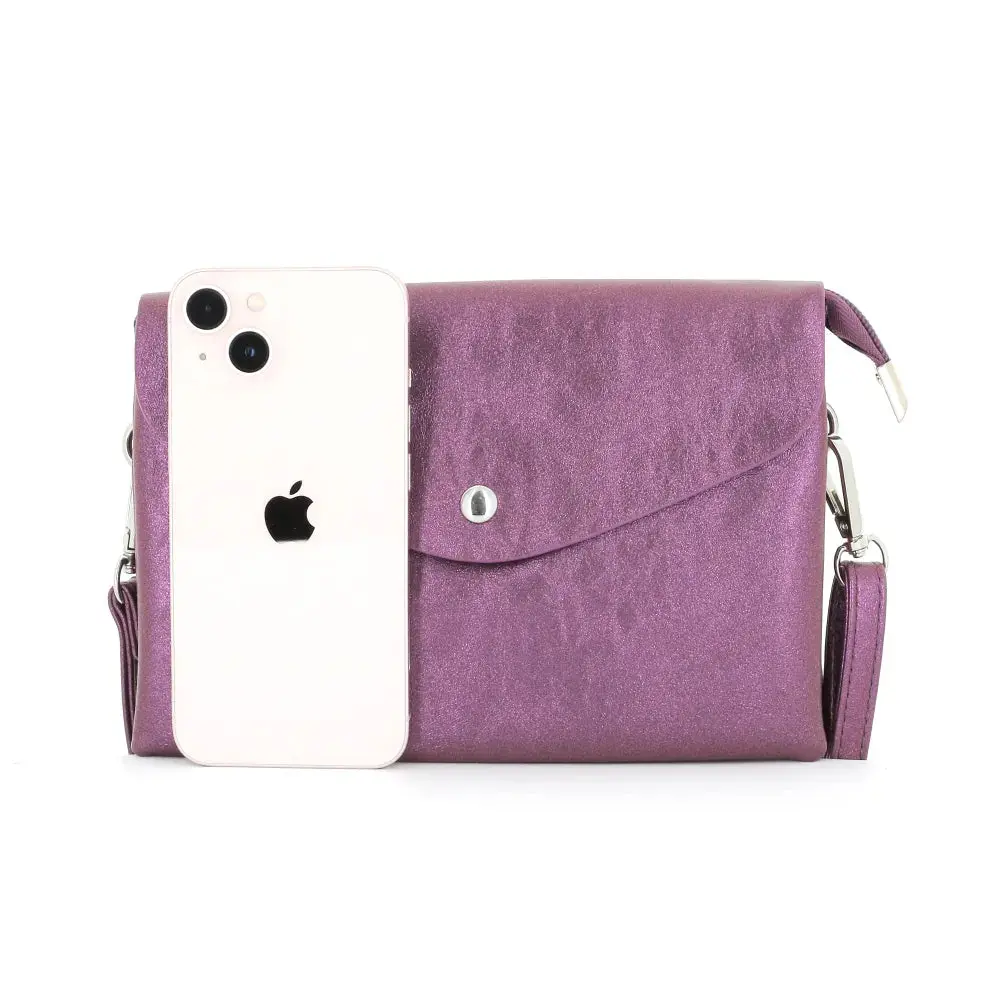 Sac bandoulière femme irisé rabat violet – Image 5