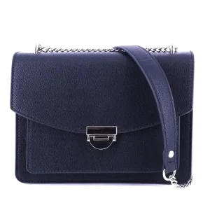 Sac bandoulière chaînette style accordéon bleu marine