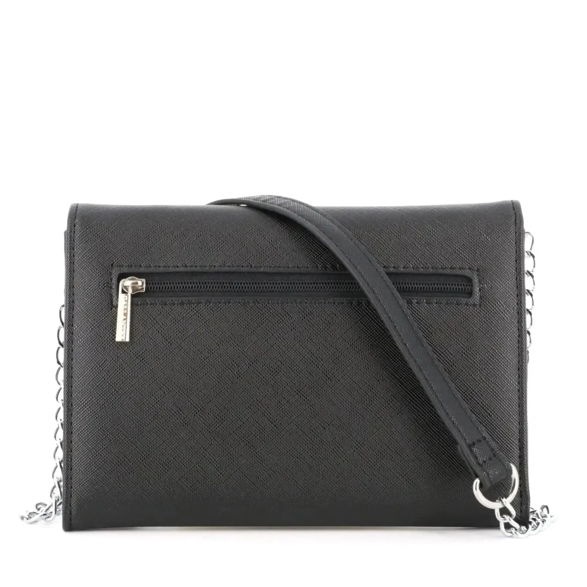 Pochette bandoulière chaîne femme rabat noir – Image 5