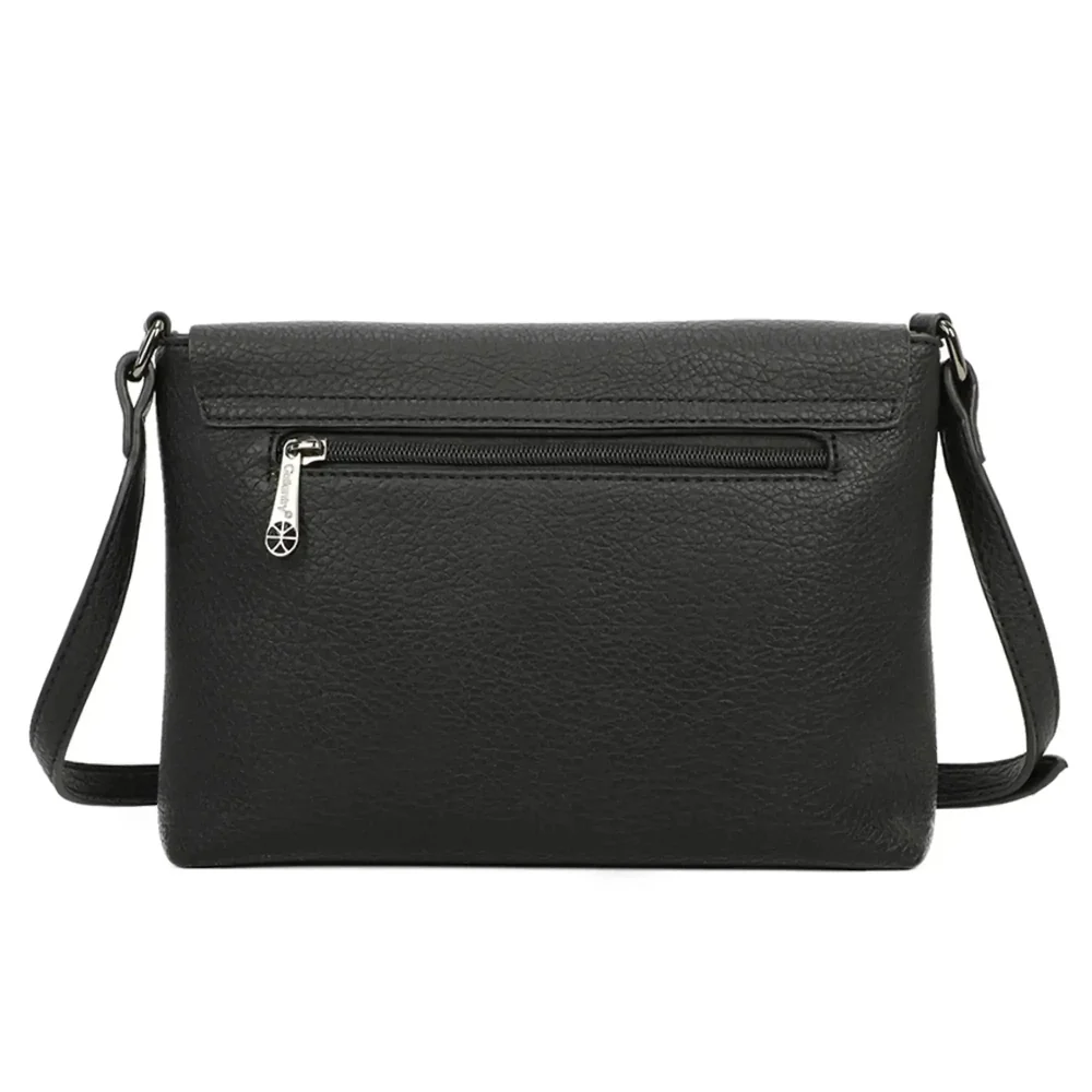 Sac bandoulière femme multipoche noir – Image 5