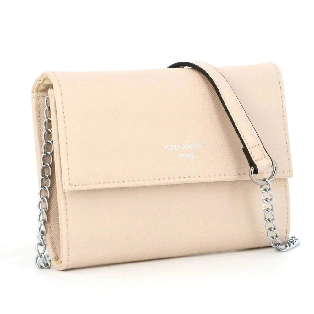 Pochette bandoulière chaîne femme rabat beige – Image 3
