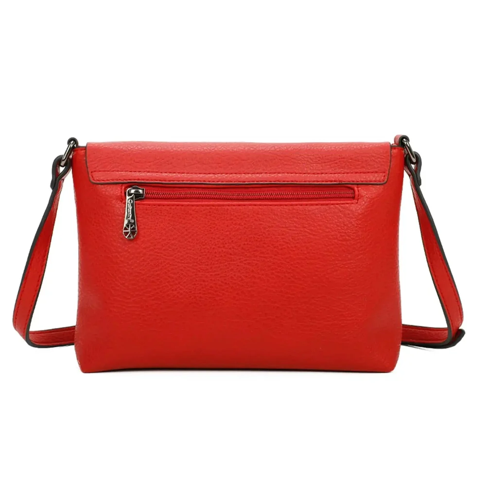 Sac bandoulière femme multipoche rouge – Image 4