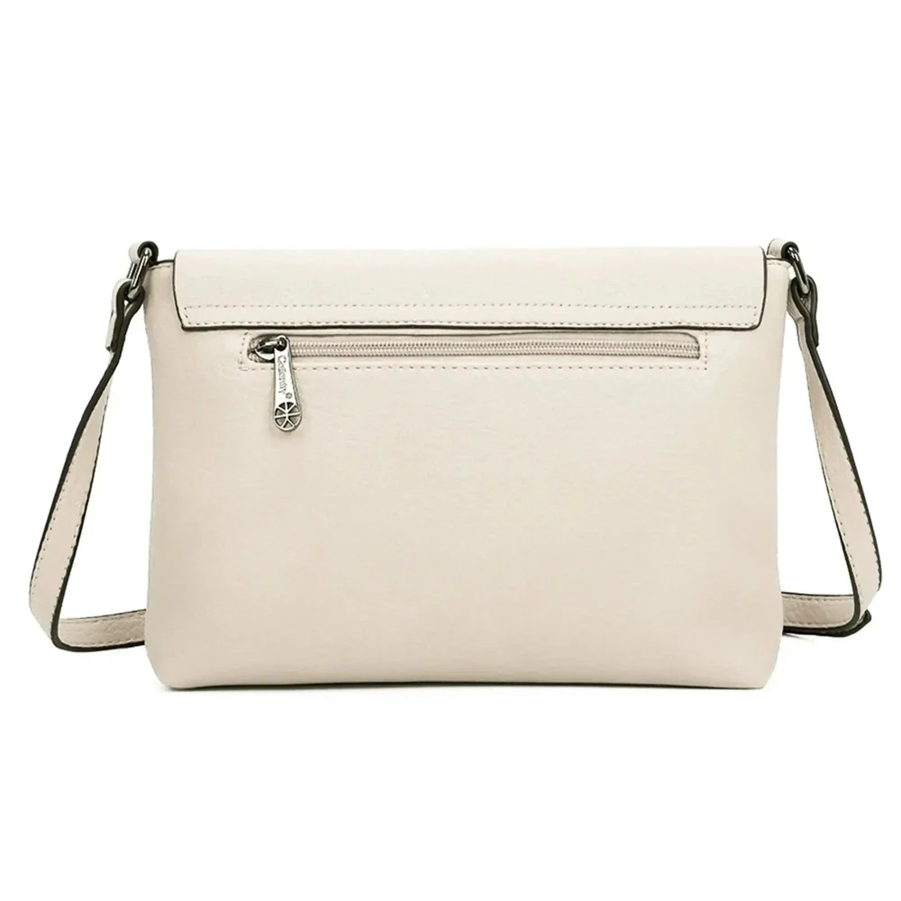 Sac bandoulière femme multipoche beige – Image 5