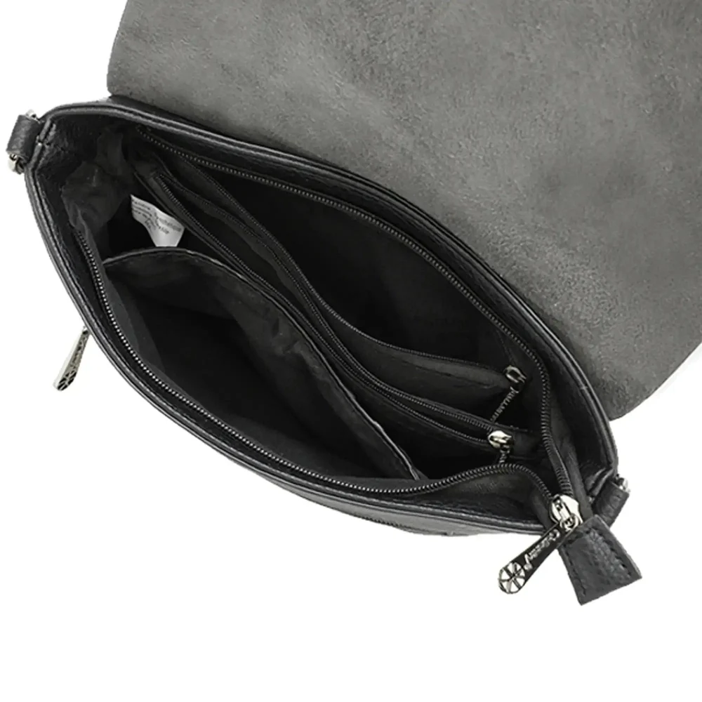 Sac bandoulière femme multipoche noir – Image 6