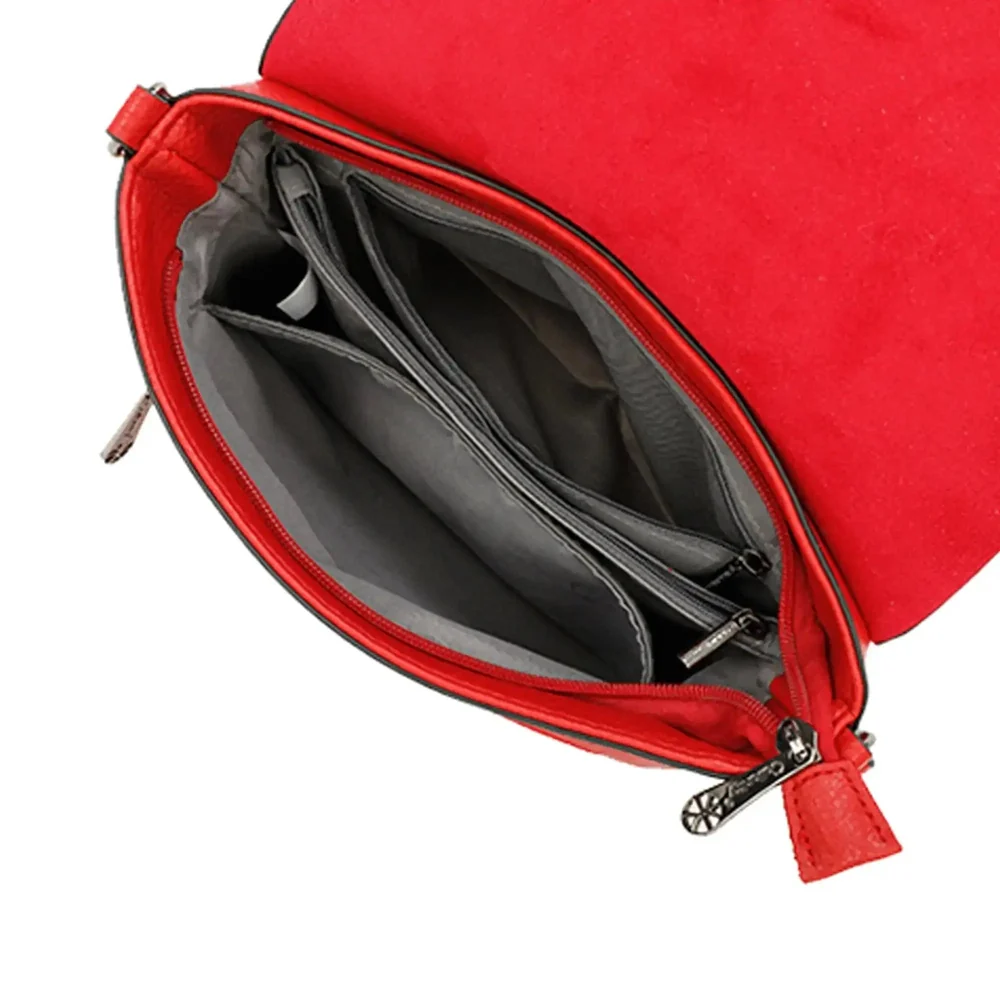 Sac bandoulière femme multipoche rouge – Image 6