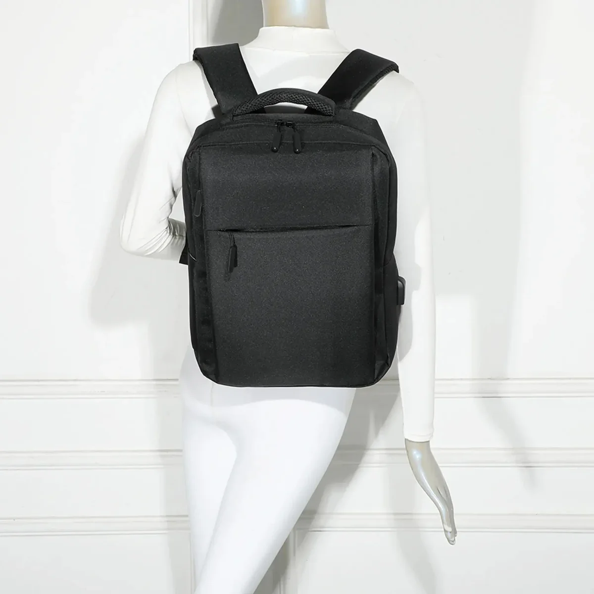 Sac à dos pc 15 pouce mixte en toile noir – Image 5