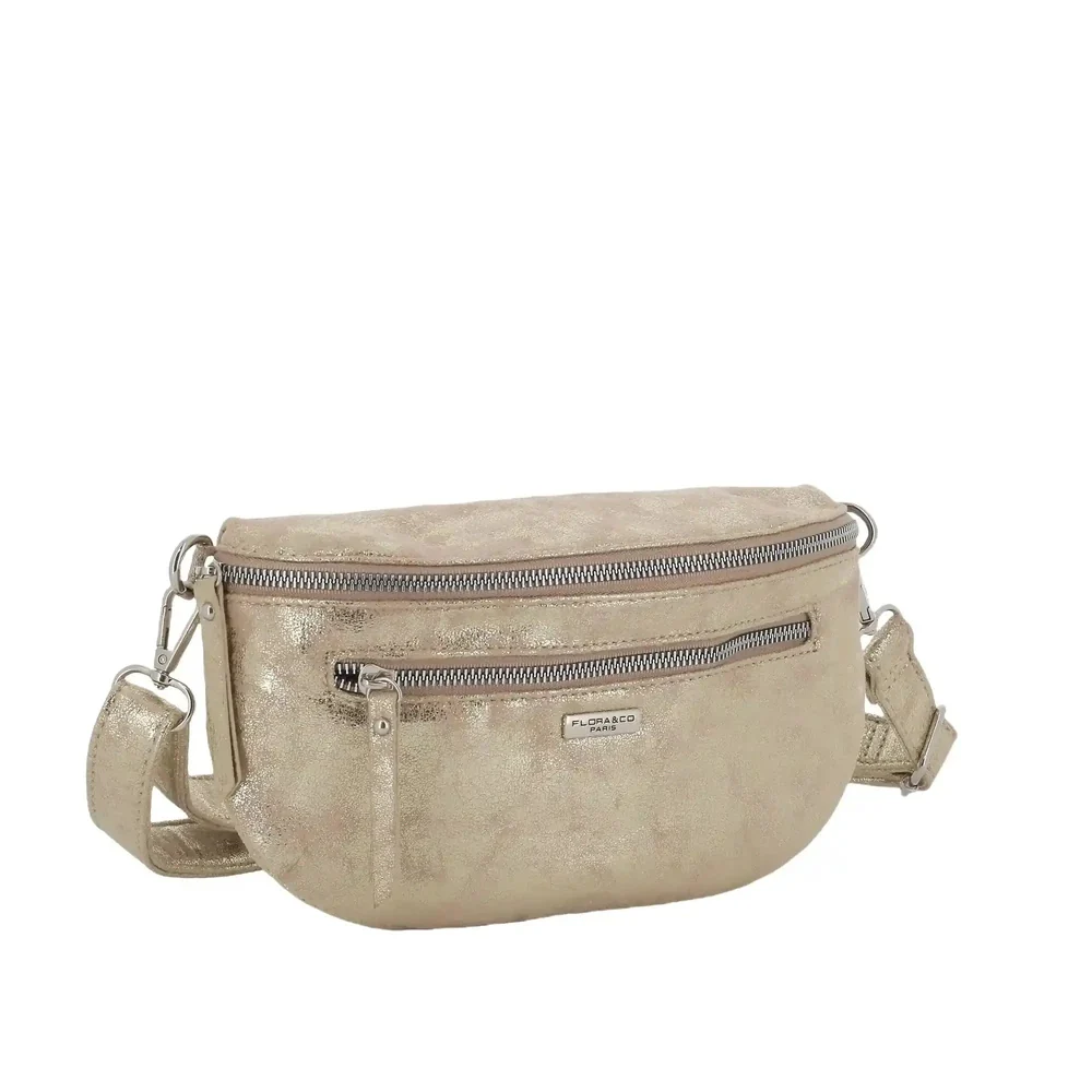 Sac banane bandoulière suédine doré – Image 3