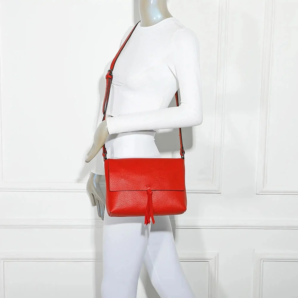 Sac bandoulière femme multipoche rouge – Image 5