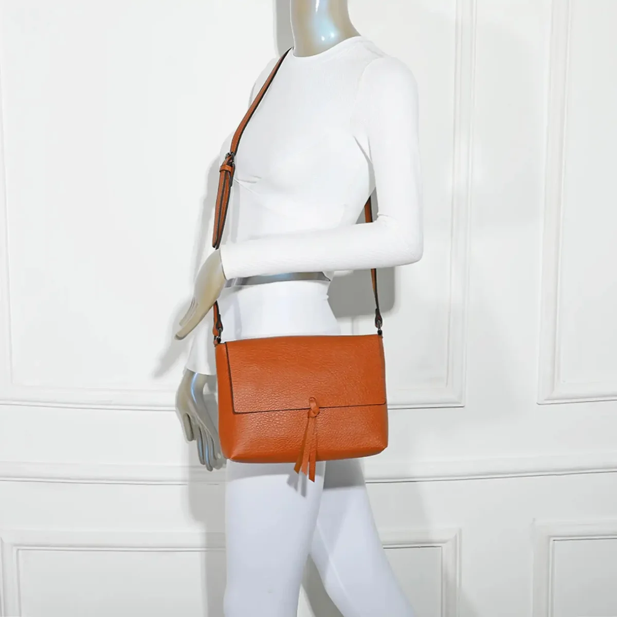 Sac bandoulière femme multipoche marron – Image 5