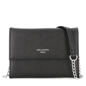 Pochette bandoulière chaîne femme rabat noir