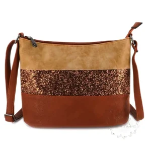 sac bandoulière paillettes femme multicolore marron