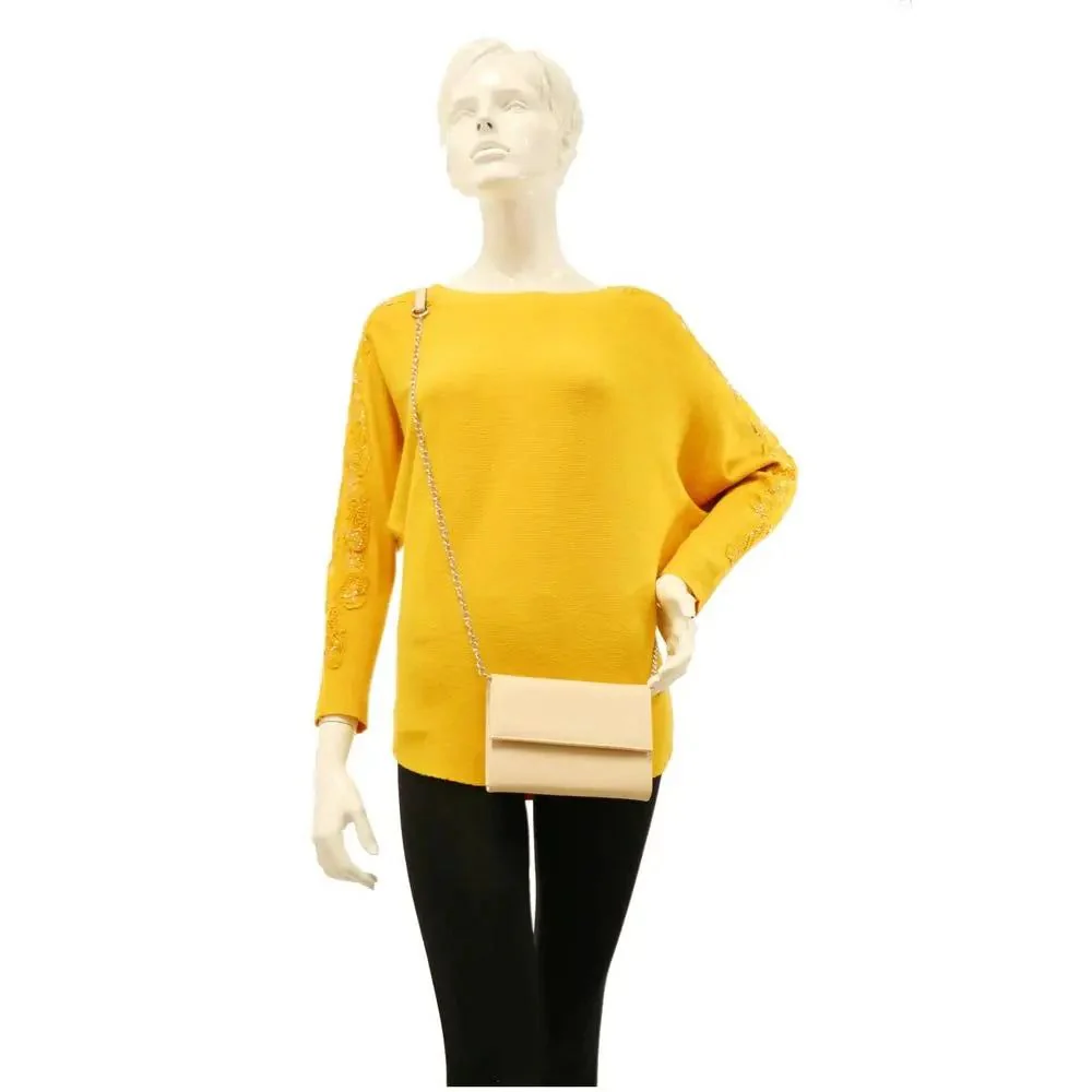 Pochette bandoulière chaîne femme rabat beige – Image 4