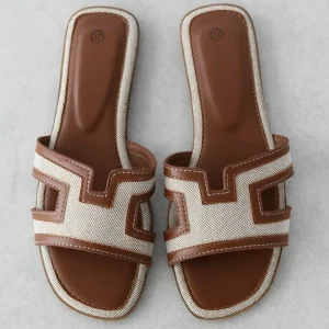 Sandales plates tissu